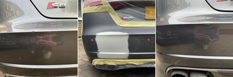 Bumper Scuff Repair Proces on Audi S8 Car - Smart Auto-Body Bristol Bath Weston-Super-Mare Chippenham