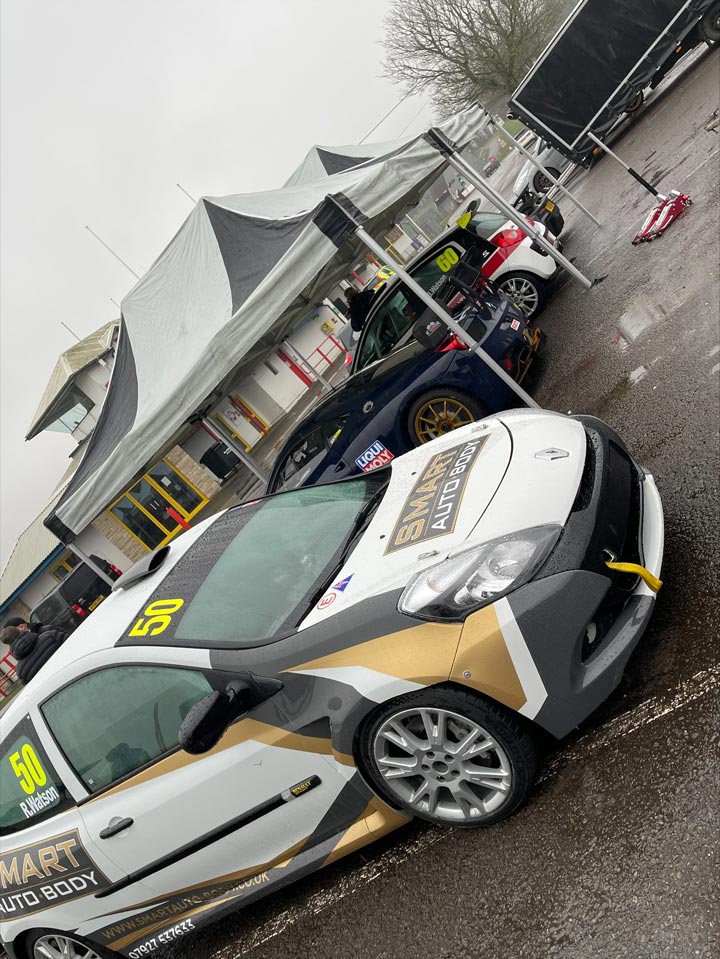 Watson Motorsports Renault Clio Race Car Sponsored by Smart Auto-Body Branding